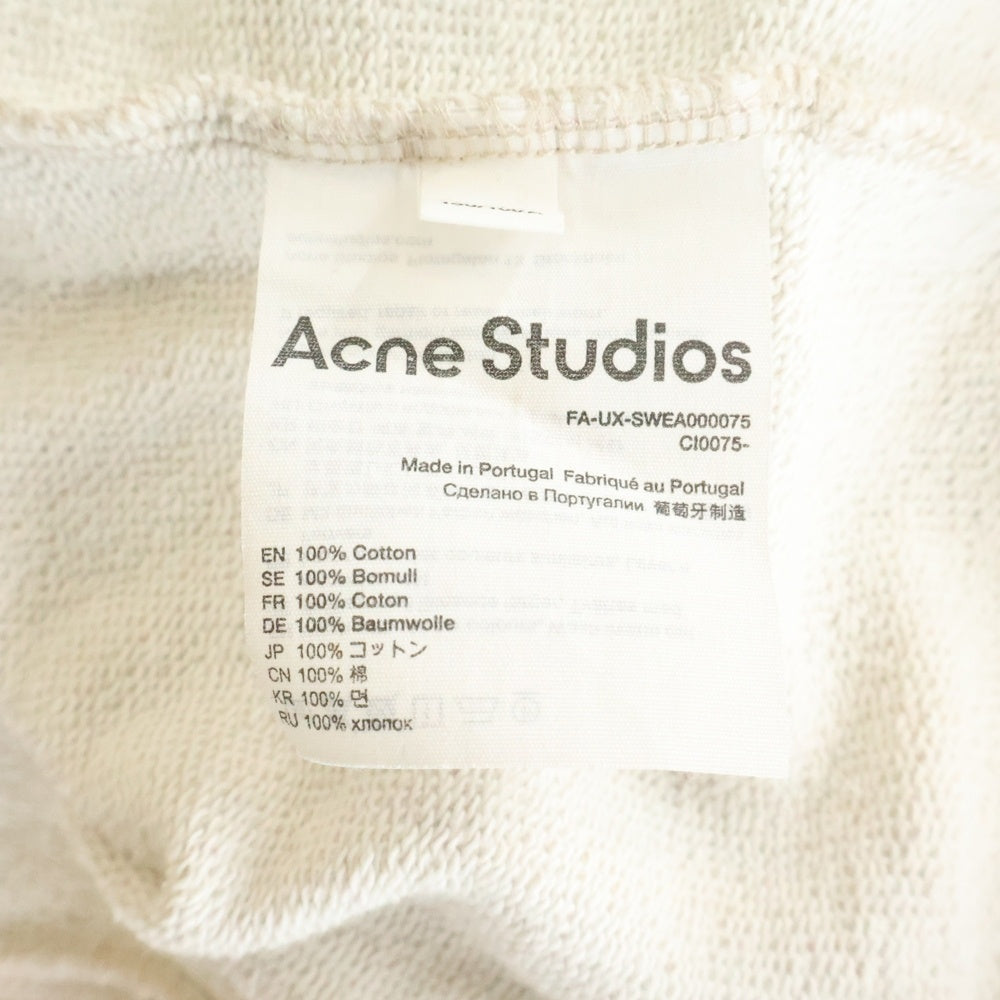 Acne Studios(アクネ ストゥディオズ) エンブロイダリーデザイン カンガルーポケット フーデッド スウェット パーカー ベージュ FA-UXSWEA000075