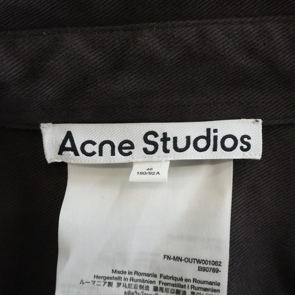 Acne Studios(アクネ ストゥディオズ) ZIP-UP TWILL COTTON OVERSHIRT ジップアップ ツイル コットン オーバー長袖ワークシャツ ブラウン FN-MN-OUTW001062