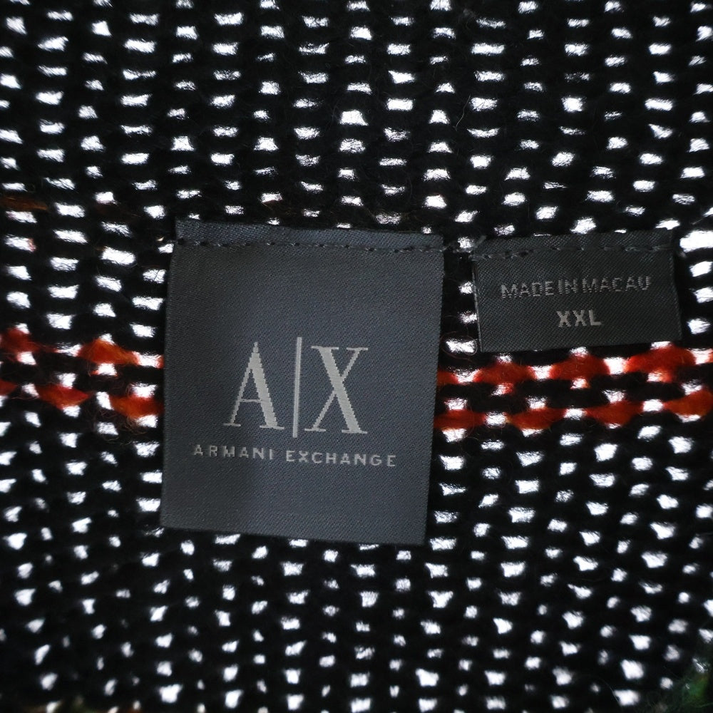 Armani Exchange(アルマーニ エクスチェンジ) ショルダーボタン ボーダーデザイン モックネック ニット セーター マルチカラー