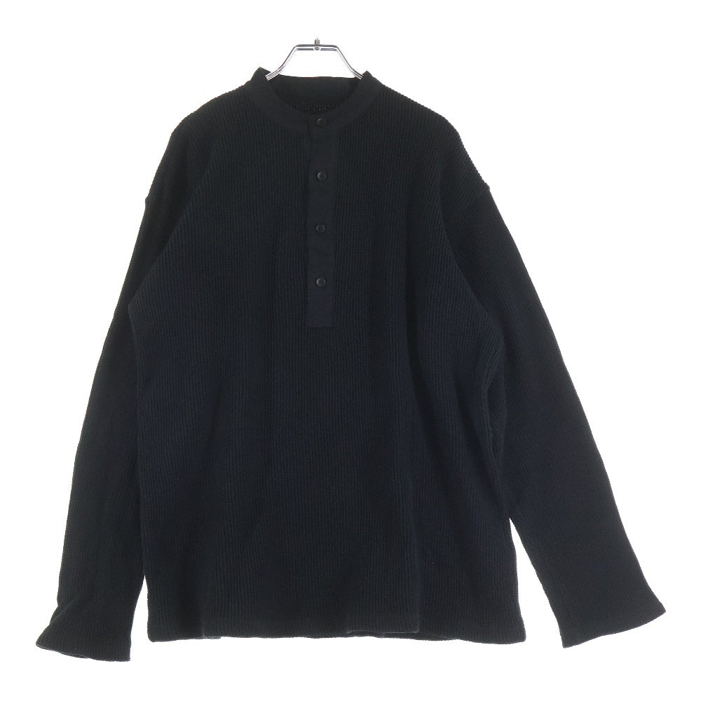 ISAMU KATAYAMA BACKLASH(イサムカタヤマバックラッシュ) BD TOP WAFFLE HENLEY NECK L/S TOPS GARMENT-DYED 強撚コットンワッフルヘンリーネック ロングスリーブカットソー ブラック 2139-01