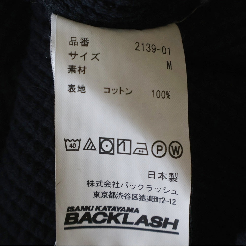 ISAMU KATAYAMA BACKLASH(イサムカタヤマバックラッシュ) BD TOP WAFFLE HENLEY NECK L/S TOPS GARMENT-DYED 強撚コットンワッフルヘンリーネック ロングスリーブカットソー ブラック 2139-01