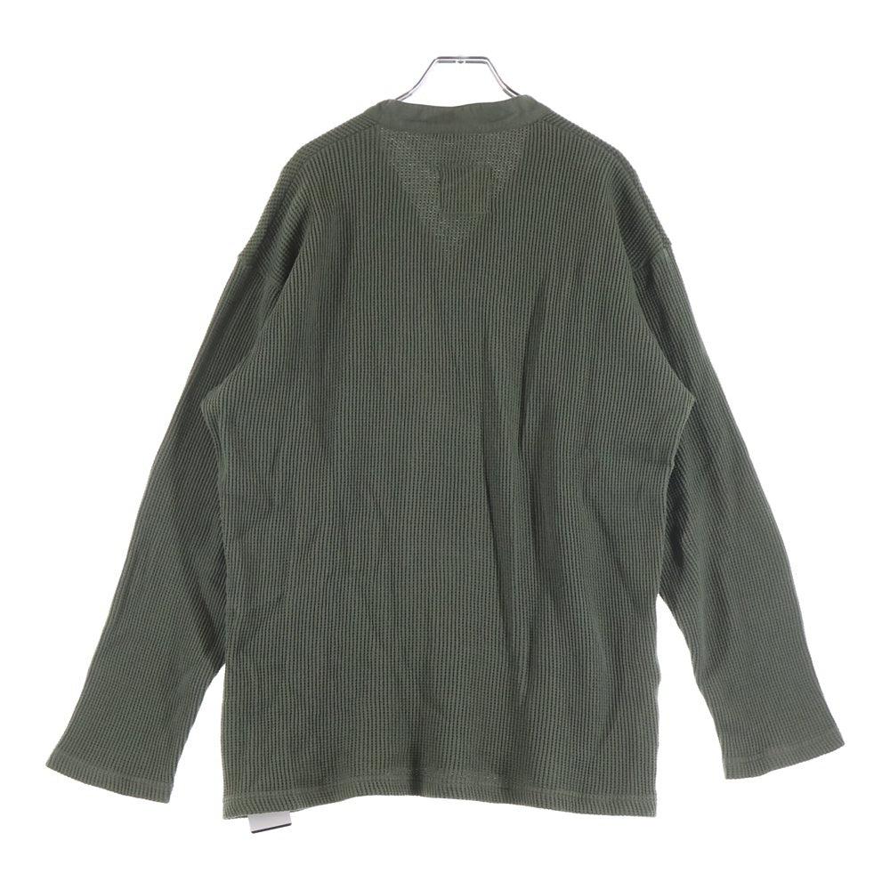 ISAMU KATAYAMA BACKLASH(イサムカタヤマバックラッシュ) BD TOP WAFFLE HENLEY NECK L/S TOPS GARMENT-DYED 強撚コットンワッフルヘンリーネック ロングスリーブカットソー カーキ 2139-01