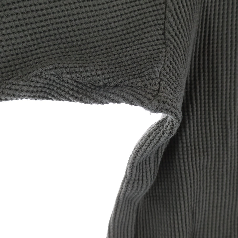 ISAMU KATAYAMA BACKLASH(イサムカタヤマバックラッシュ) BD TOP WAFFLE HENLEY NECK L/S TOPS GARMENT-DYED 強撚コットンワッフルヘンリーネック ロングスリーブカットソー カーキ 2139-01