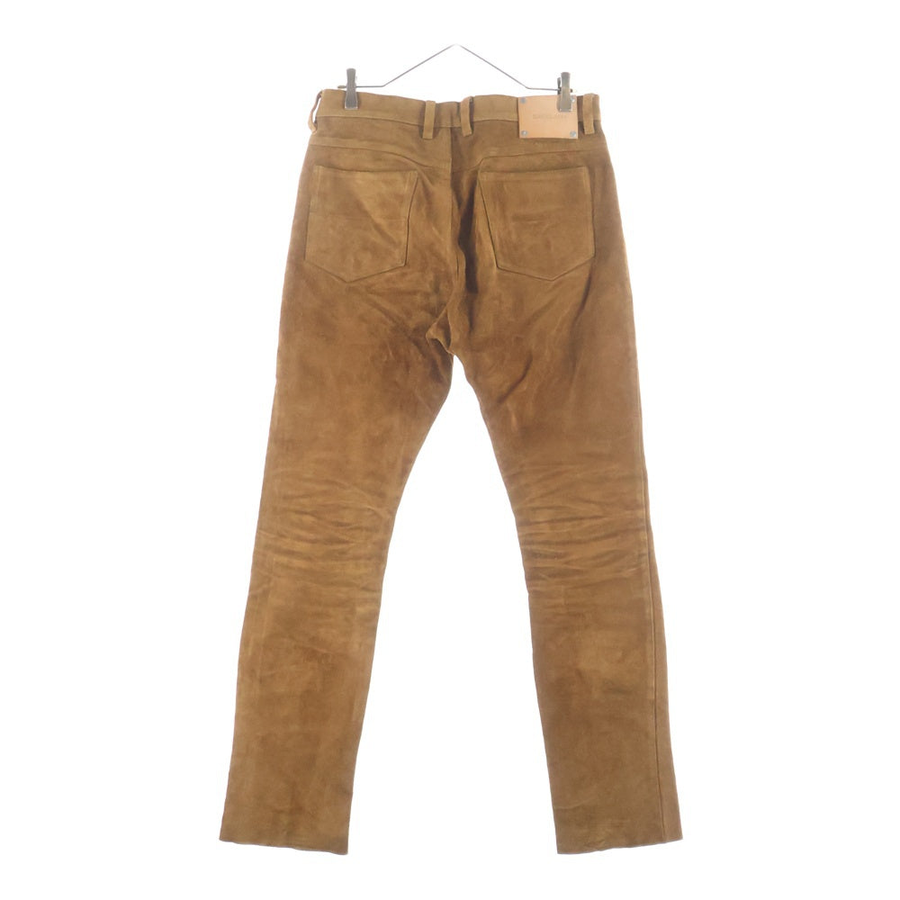 ISAMU KATAYAMA BACKLASH(イサムカタヤマバックラッシュ) ジャパンステアー ベロアスウェード コンビ鞣し ガーメントダイレザーパンツ 2128-01