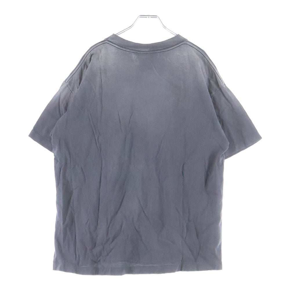 SAINT MICHAEL(セントマイケル) 25AW BODYN SOUL SS TEE ヴィンテージ加工 フロントプリントTシャツ 半袖クルーネックカットソー グレー SM-HR1-0000-014