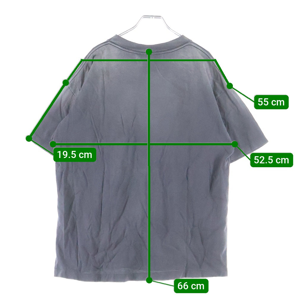 SAINT MICHAEL(セントマイケル) 25AW BODYN SOUL SS TEE ヴィンテージ加工 フロントプリントTシャツ 半袖クルーネックカットソー グレー SM-HR1-0000-014