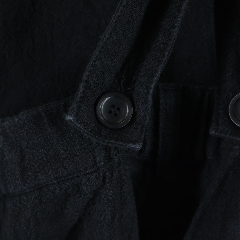 ISAMU KATAYAMA BACKLASH(イサムカタヤマバックラッシュ) 24SS LINEN OVERALLS リネンオーバーオール サロペット ブラック 2112-03