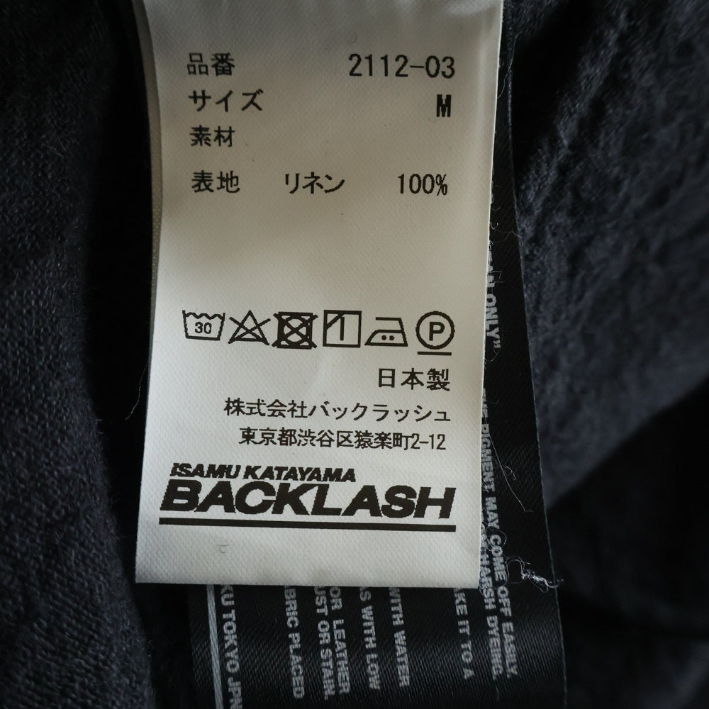 ISAMU KATAYAMA BACKLASH(イサムカタヤマバックラッシュ) 24SS LINEN OVERALLS リネンオーバーオール サロペット ブラック 2112-03