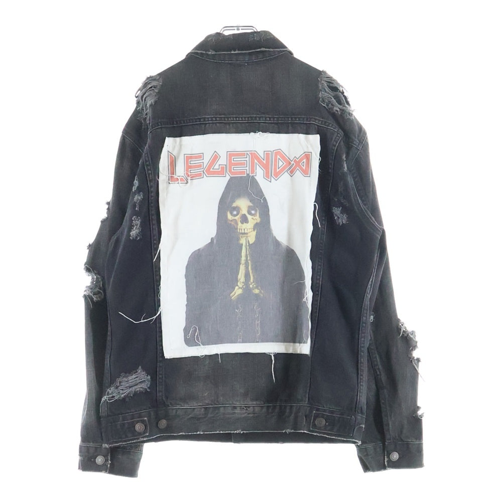 LEGENDA(レジェンダ) ダメージ加工 バックスカルプリント デニムジャケット ブラック LEJ108