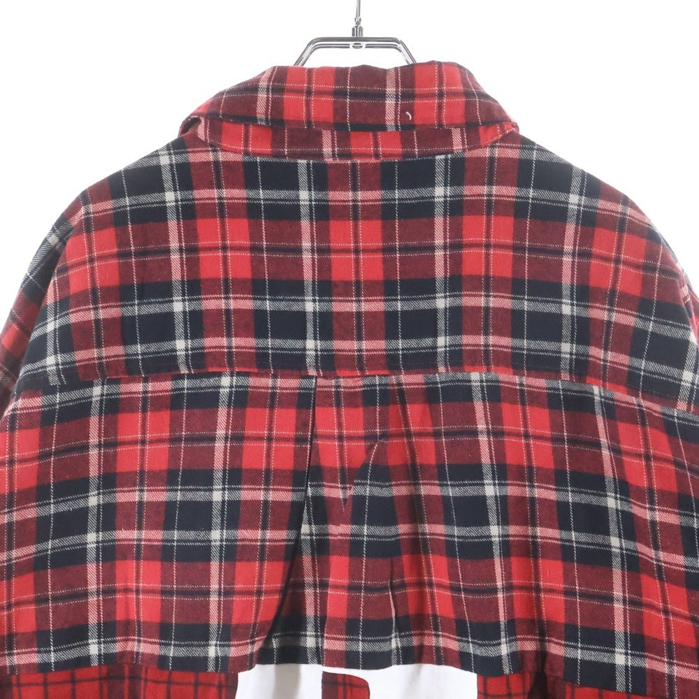PROJECT G/R(プロジェクトジーアール) UPSIDE-DOWN CHECKED SHIRTS アップサイドダウン 再構築 ドッキング チェック長袖シャツ レッド