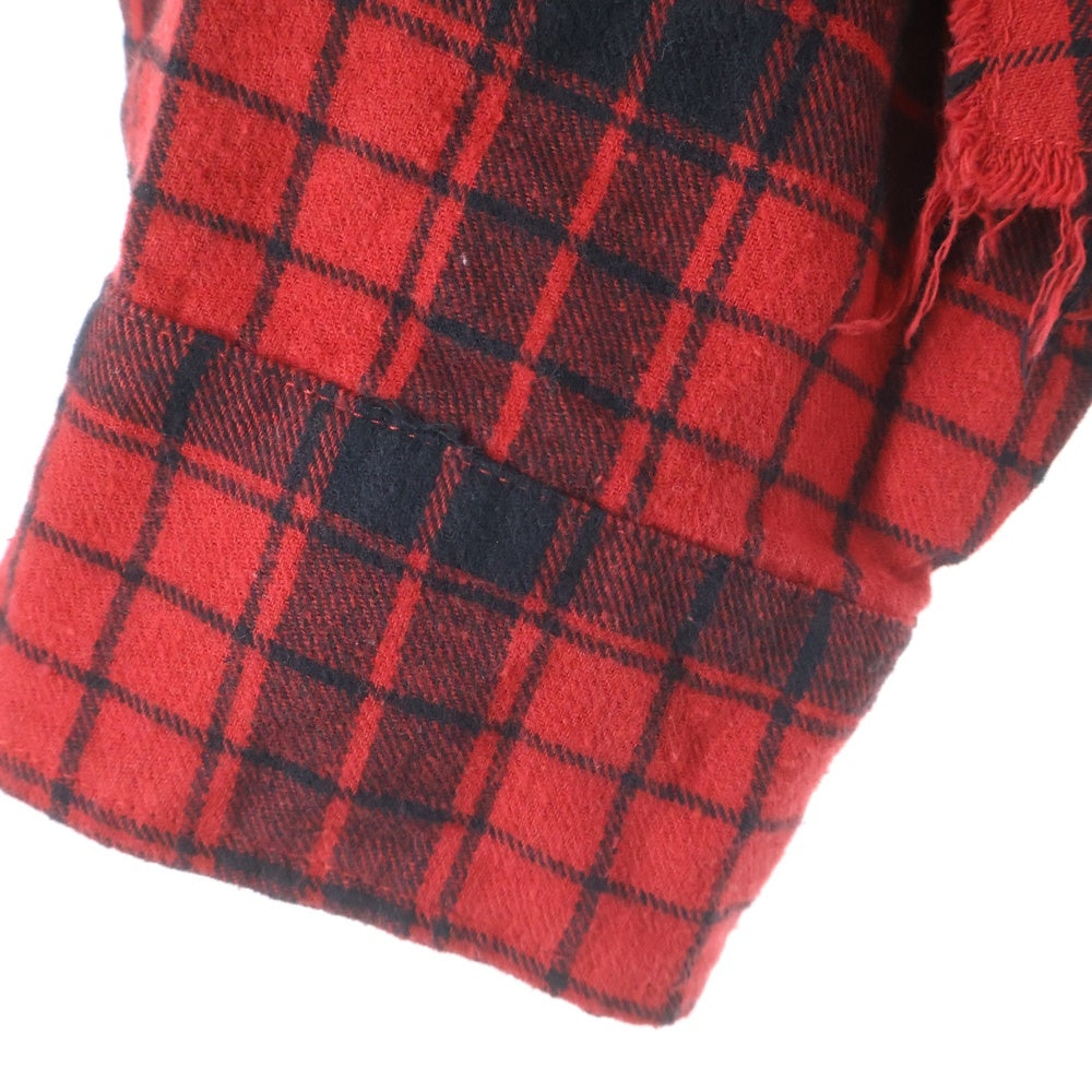 PROJECT G/R(プロジェクトジーアール) UPSIDE-DOWN CHECKED SHIRTS アップサイドダウン 再構築 ドッキング チェック長袖シャツ レッド