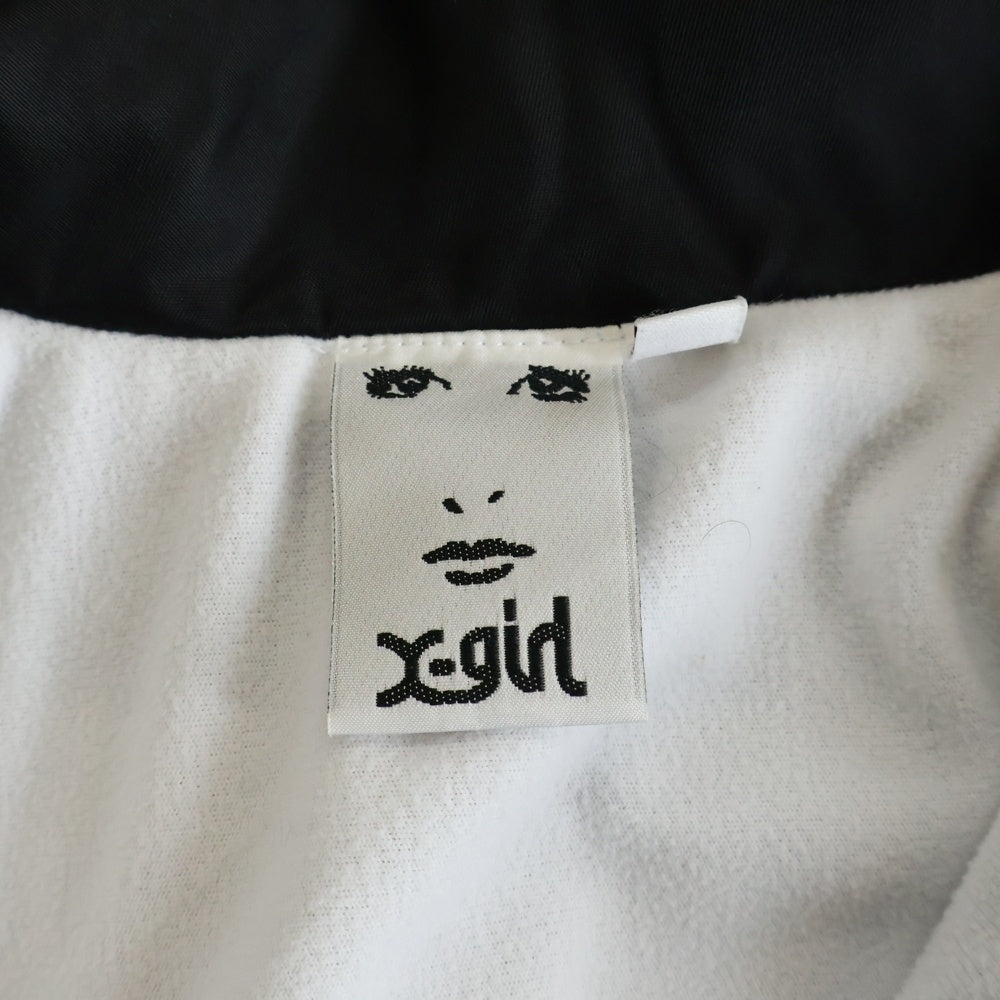 X-GIRL(エックスガール) バックロゴ刺繍 ナイロン コーチジャケット ブラック レディース 05193507