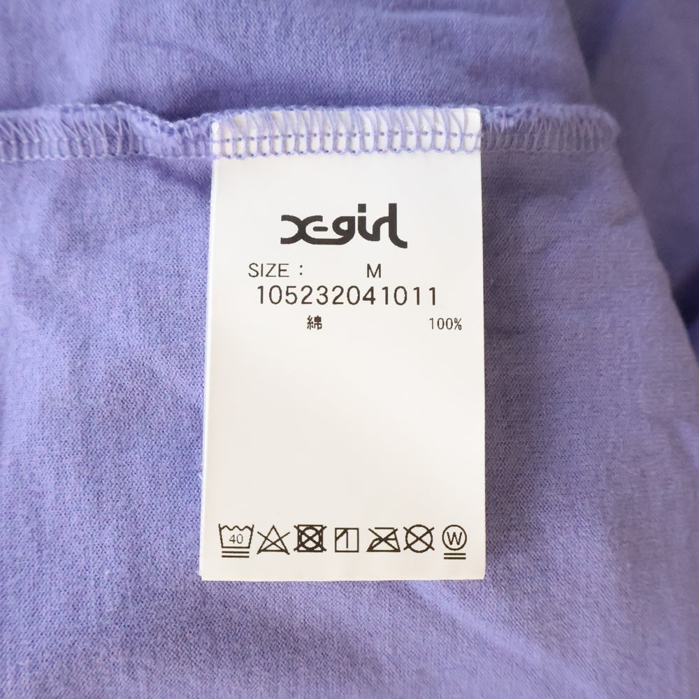 X-GIRL(エックスガール) RINGER S/S BIG TEE DRESS ネックリンガー オーバーサイズ 半袖Tシャツ カットソー パープル レディース 105232041011