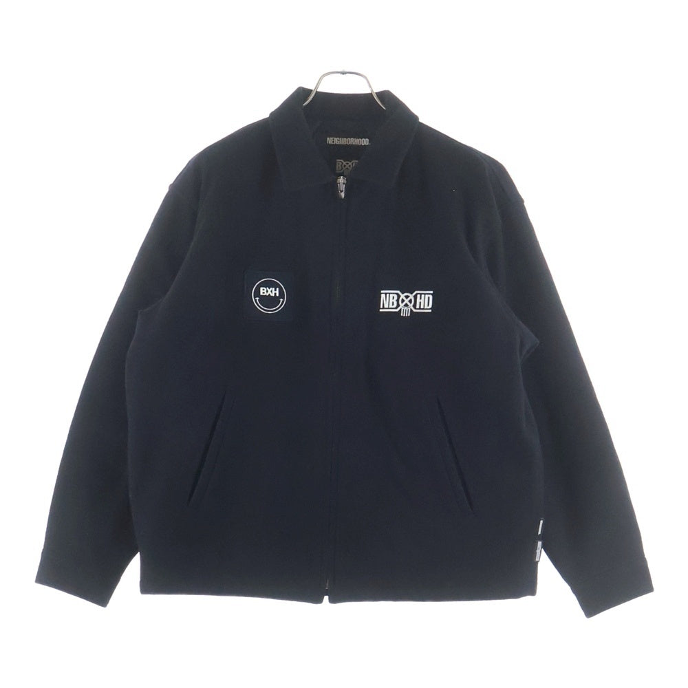 NEIGHBORHOOD(ネイバーフッド) 22AW xBOUNTY HUNTER 限定 SOUVENIR JACKET スーベニアジャケット バック刺? メルトンウール ジャケット ブラック 222AQBHN-JKM01S
