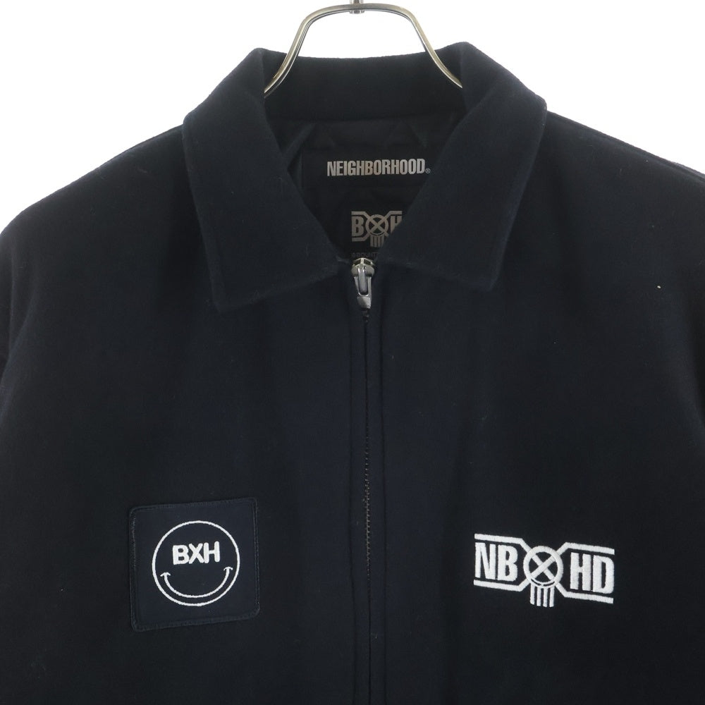 NEIGHBORHOOD(ネイバーフッド) 22AW xBOUNTY HUNTER 限定 SOUVENIR JACKET スーベニアジャケット バック刺? メルトンウール ジャケット ブラック 222AQBHN-JKM01S