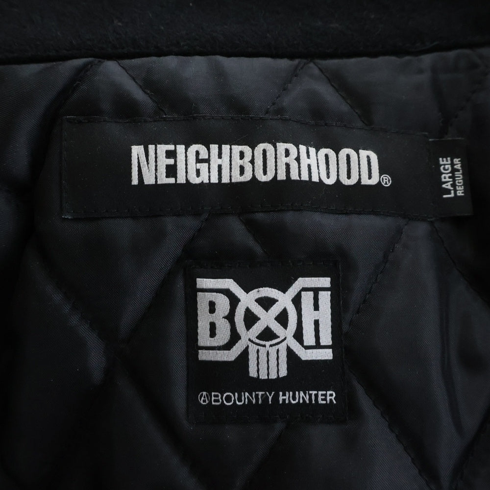 NEIGHBORHOOD(ネイバーフッド) 22AW xBOUNTY HUNTER 限定 SOUVENIR JACKET スーベニアジャケット バック刺? メルトンウール ジャケット ブラック 222AQBHN-JKM01S