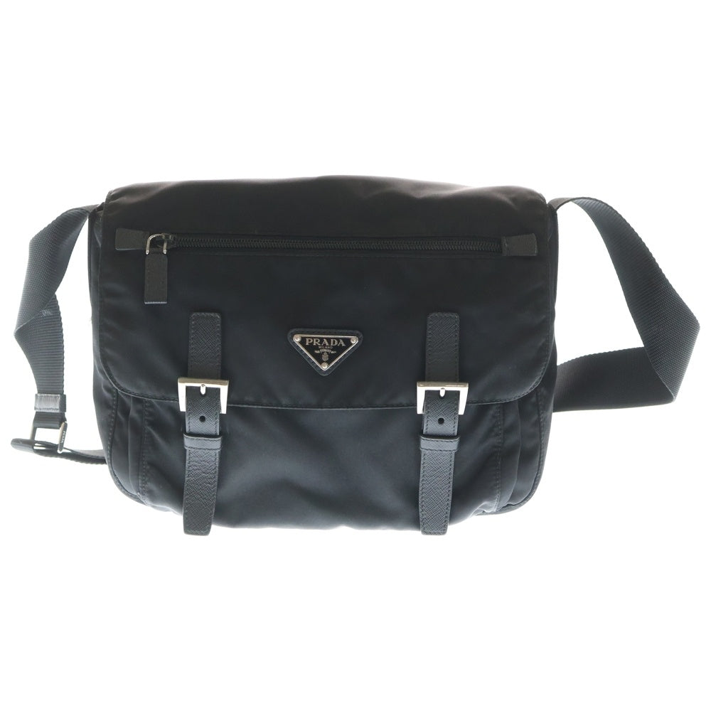 PRADA(プラダ) VERA SPORT 三角プレート トライアングルロゴ メッセンジャー ショルダー バッグ ブラック BT6671