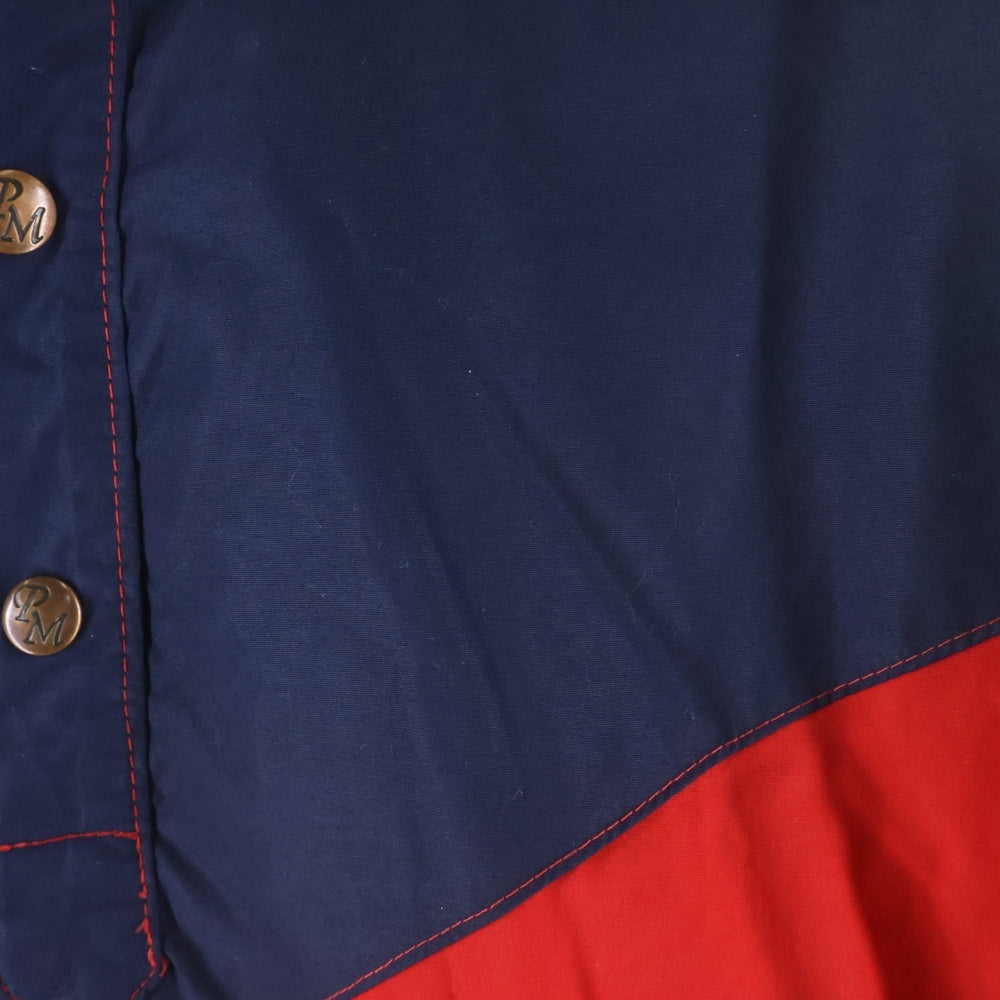 VINTAGE(ヴィンテージ) 80S POWDERHORN MOUNTAINEERING パウダーホーンマウンテニアリング ヴィンテージ ハーフボタン ナイロンプルオーバーアノラックジャケット ネイビー/レッド