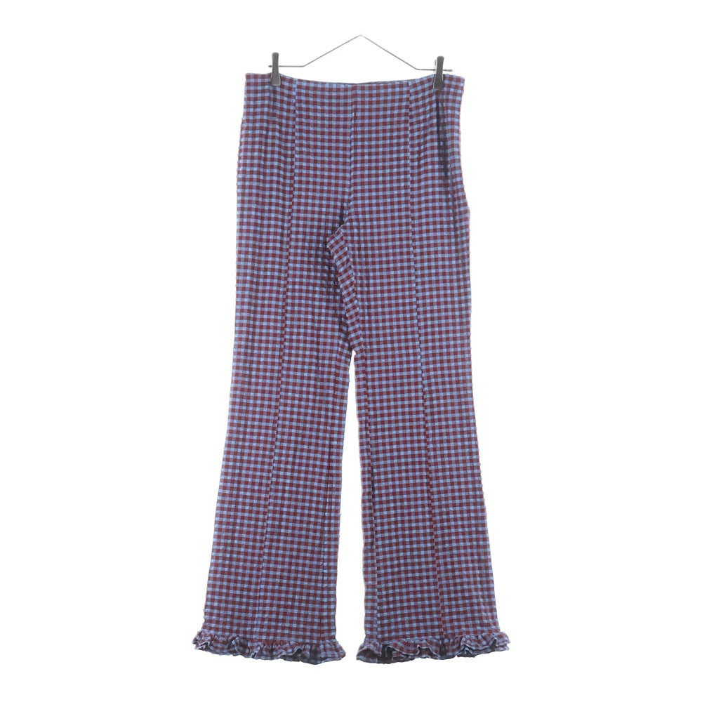 GANNI(ガニー) Gingham Check Pants ギンガムチェック サイドジップ シアサッカー パンツ レディース ブルー/レッド