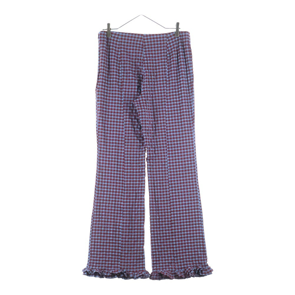 GANNI(ガニー) Gingham Check Pants ギンガムチェック サイドジップ シアサッカー パンツ レディース ブルー/レッド