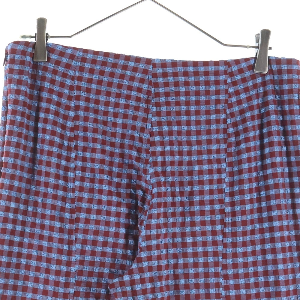 GANNI(ガニー) Gingham Check Pants ギンガムチェック サイドジップ シアサッカー パンツ レディース ブルー/レッド
