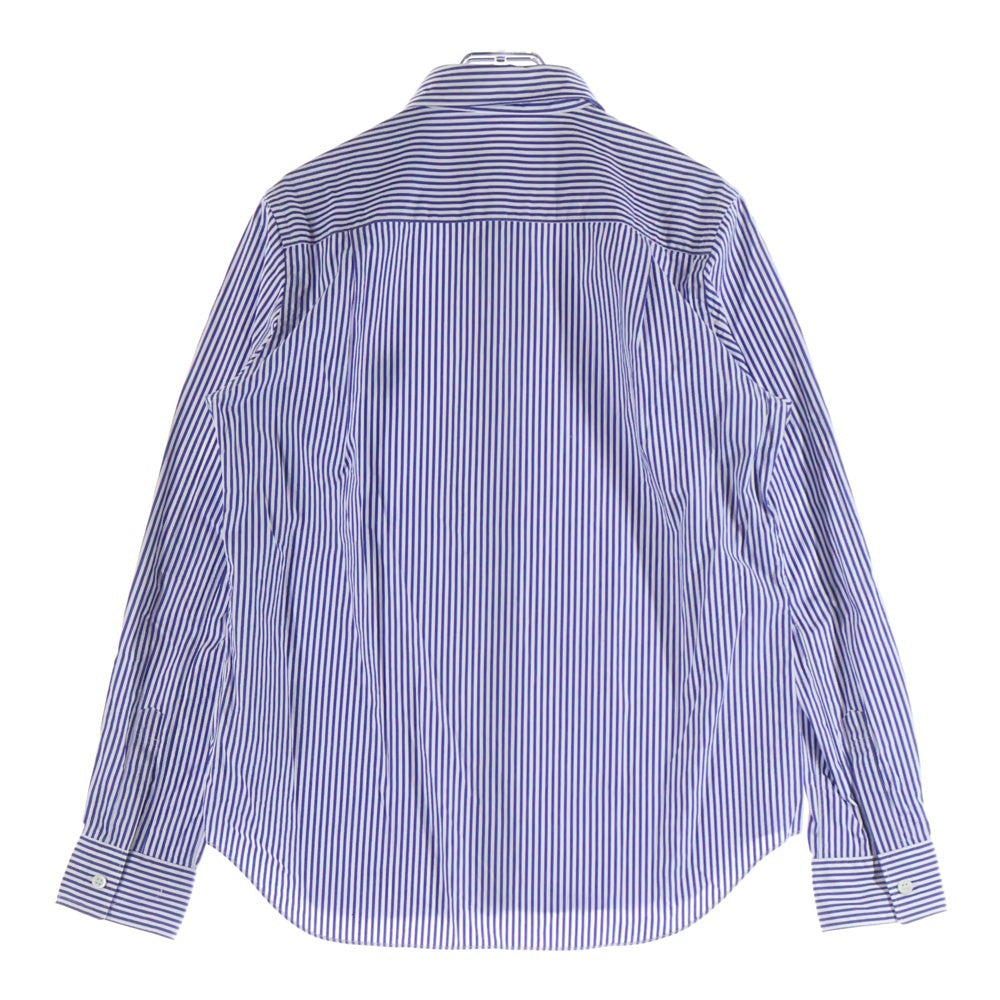 PLAY COMME des GARCONS(プレイコムデギャルソン) AD2023 フロントロゴワッペン ストライプ長袖シャツ ブルー AZ-B017