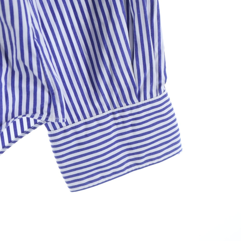 PLAY COMME des GARCONS(プレイコムデギャルソン) AD2023 フロントロゴワッペン ストライプ長袖シャツ ブルー AZ-B017