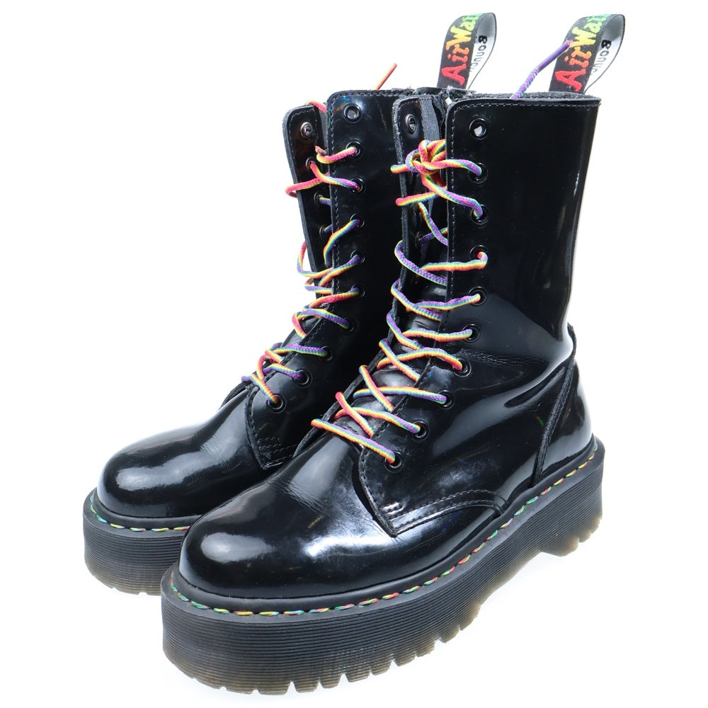 Dr.Martens(ドクターマーチン) JADON HI RAINBOW PATENT ジェイドンレインボー パテント 10ホール サイドジップ レースアップ ブーツ ブラック