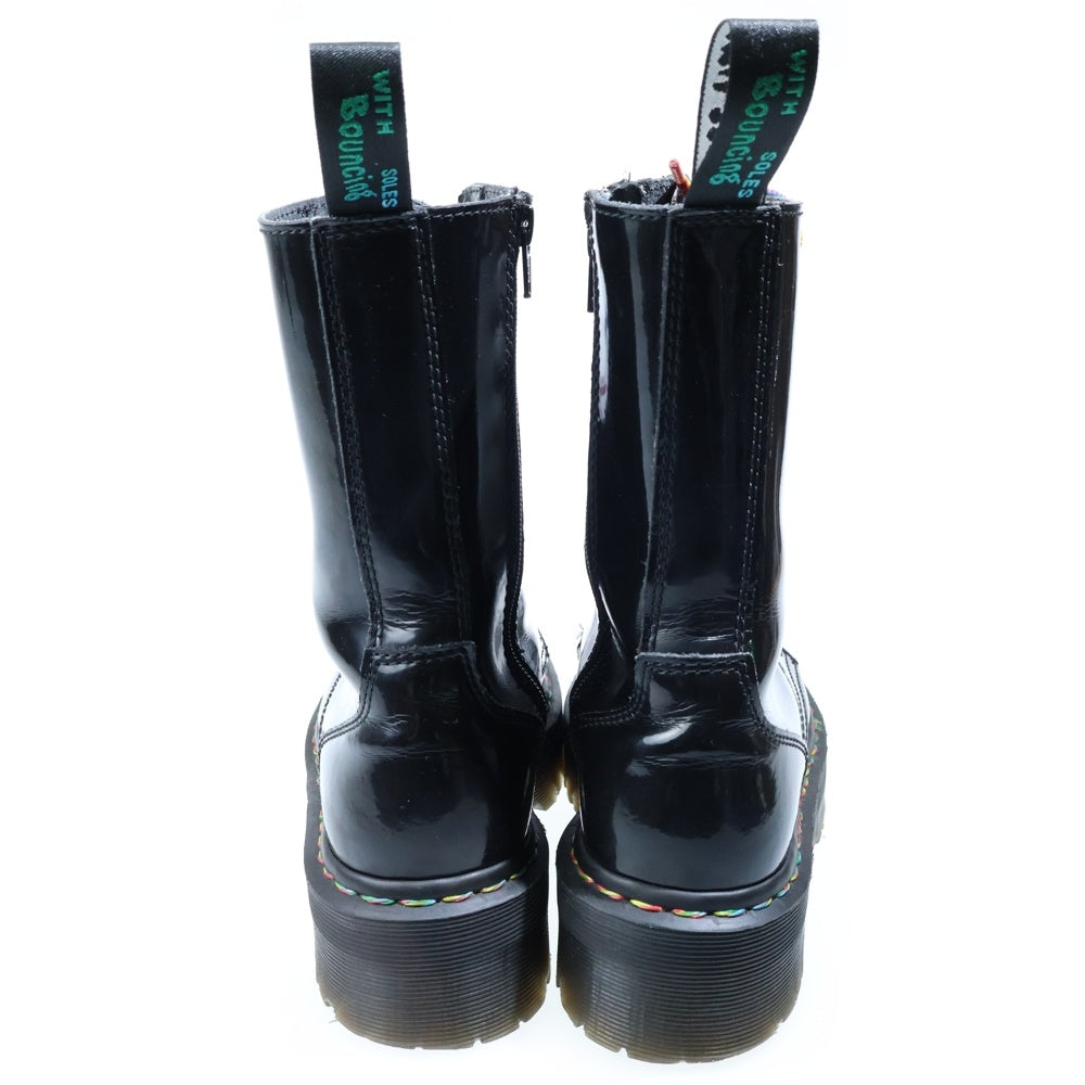 Dr.Martens(ドクターマーチン) JADON HI RAINBOW PATENT ジェイドンレインボー パテント 10ホール サイドジップ レースアップ ブーツ ブラック