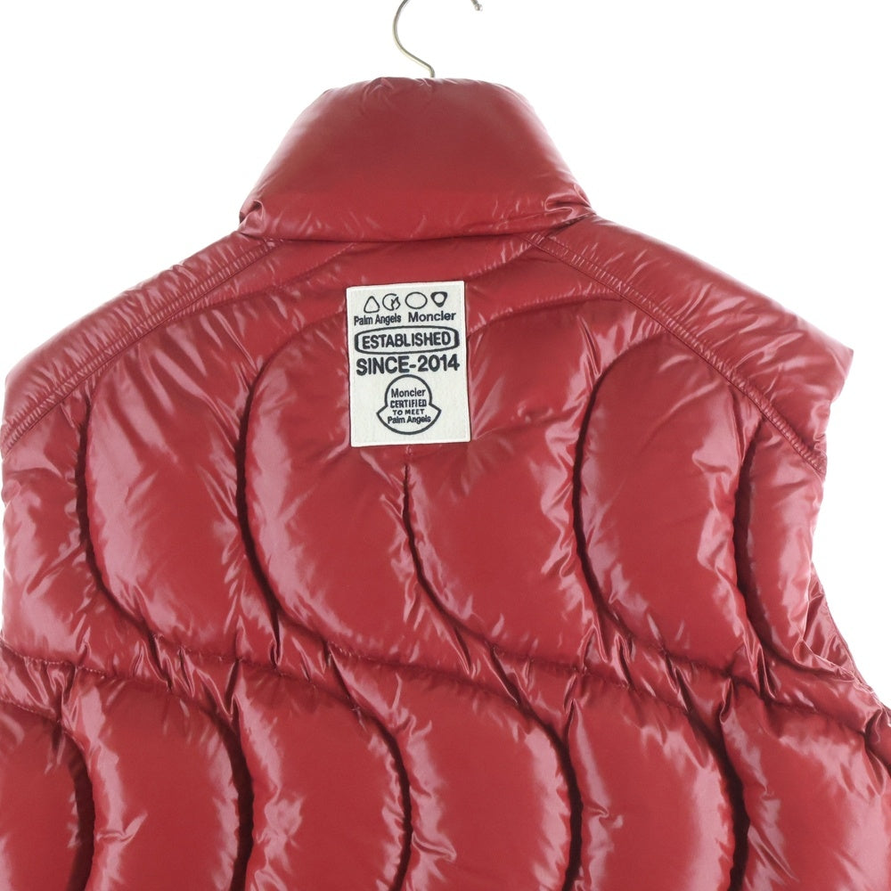 MONCLER(モンクレール) 24AW ×PALM ANGELS GWENYTH パームエンジェルス グウェニス ロゴデザイン ジップアップ ダウンベスト レッド J209L1A00016 M4441