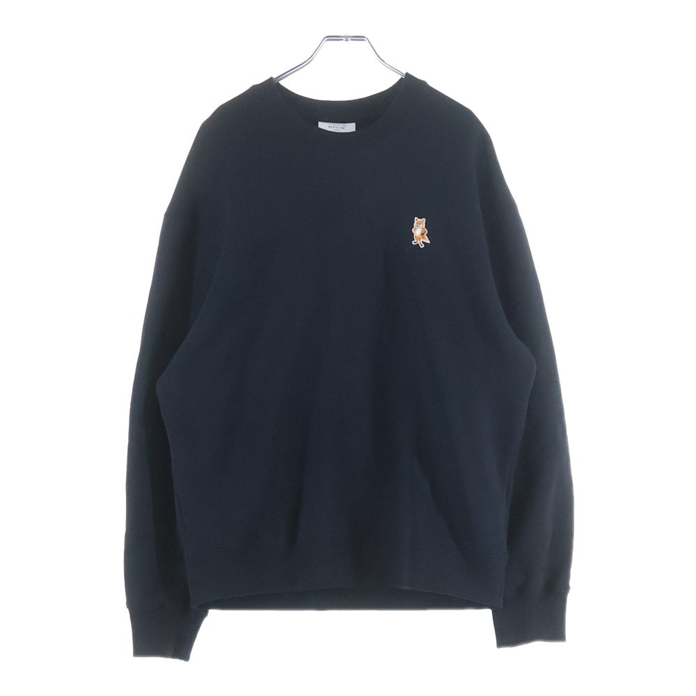 MAISON KITSUNE(メゾンキツネ) 25AW スタンディング フォックス コンフォート クルーネックスウェットトレーナー ブラック PM00311KM0341