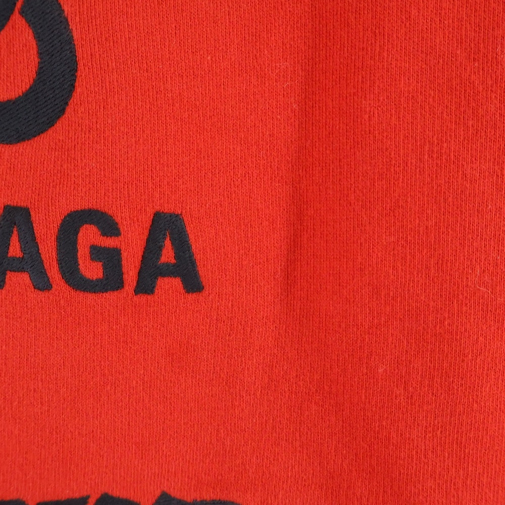 BALENCIAGA(バレンシアガ) 19AW RIVE GAUCHE HALF ZIP SWEAT リヴゴーシュ エンブロイダリーデザイン ハーフジップスウェット トレーナー レッド 583138 TFV39