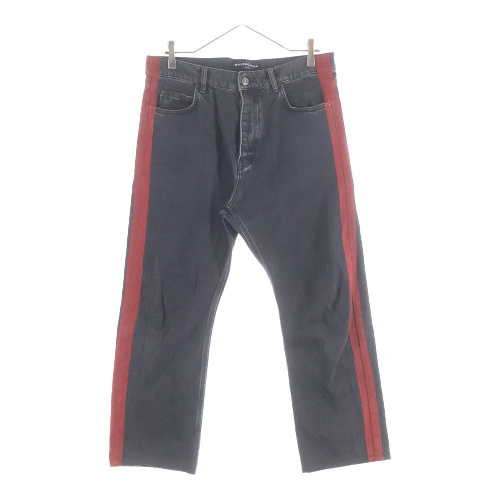 BALENCIAGA(バレンシアガ) サイドラインデザイン マルチポケット ボタンフライ デニムパンツ ブラック 460794 TUE21