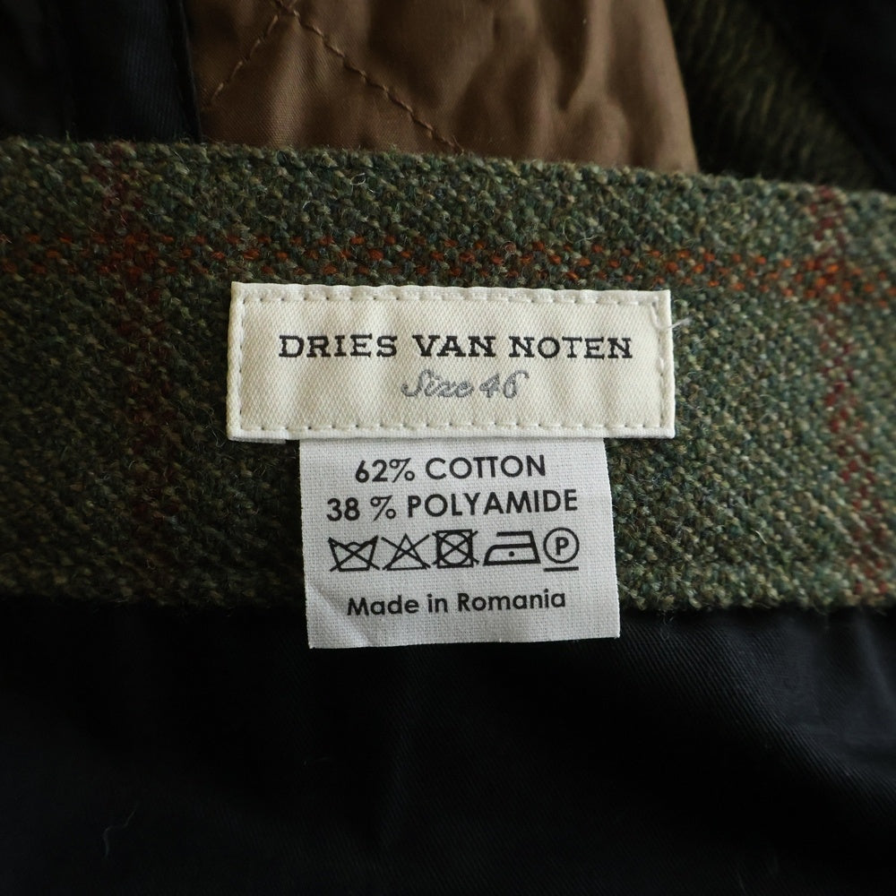 DRIES VAN NOTEN(ドリスヴァンノッテン) チェック柄切り替え マルチポケット ジップアップ ナイロンパンツ マルチカラー