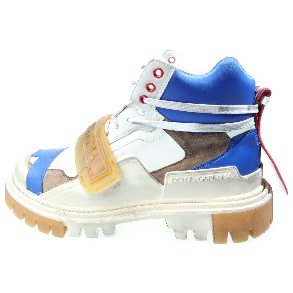 DOLCE & GABBANA(ドルチェアンドガッバーナ) TREKKING SNEAKERS ブランドロゴデザイン ダメージ加工 レザー切り替え トラッキング ハイカットスニーカー マルチ CS1699