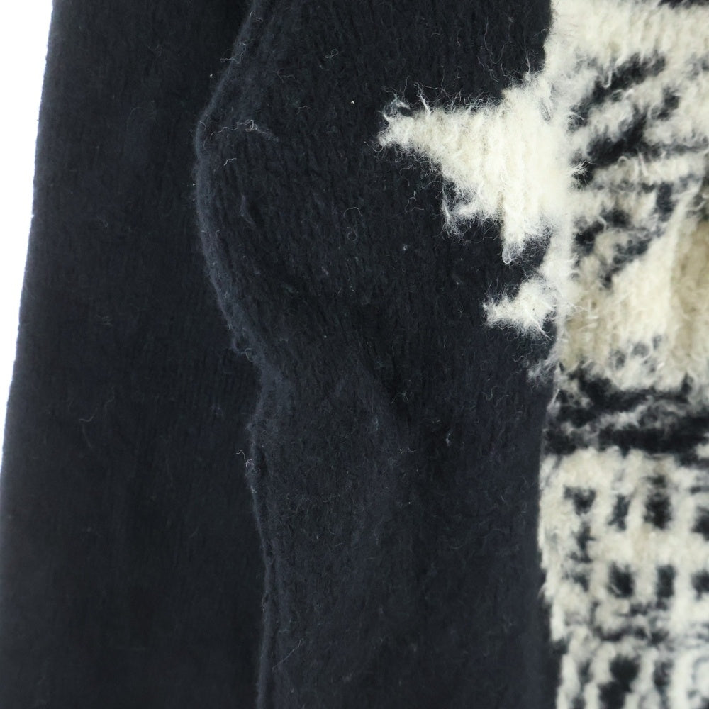 Yohji Yamamoto POUR HOMME(ヨウジヤマモト プールオム) 19AW ×YUUKA ASAKURA INTARSIA KNIT SWEATER 朝倉優佳 スカルグラフィック プルオーバー インターシャニット セーター ブラック HC-K32-992