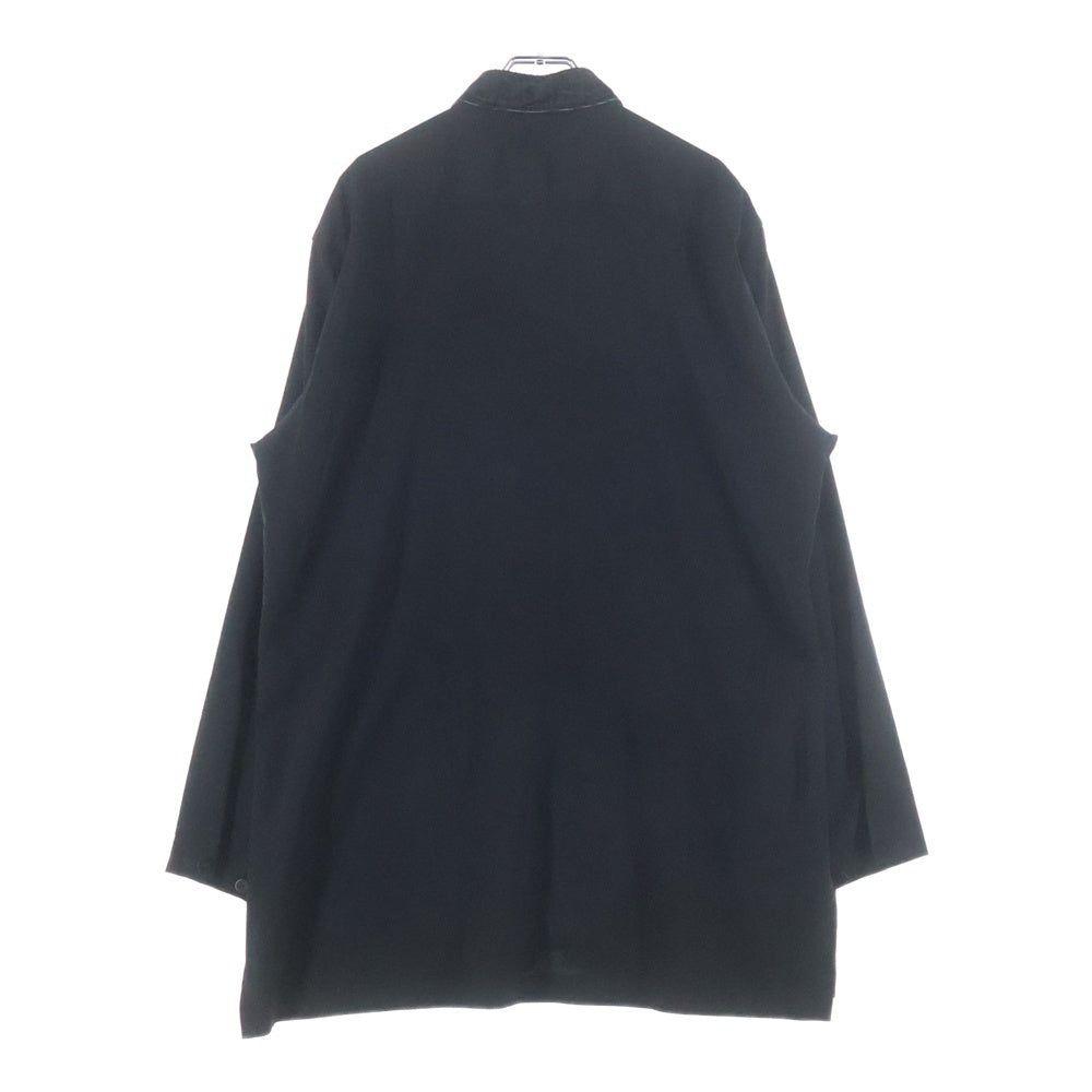 Yohji Yamamoto POUR HOMME(ヨウジヤマモト プールオム) 20SS ベルベットカラー切り替え マルチポケット 9B 長袖シャツ ブラック H-N-B45-500