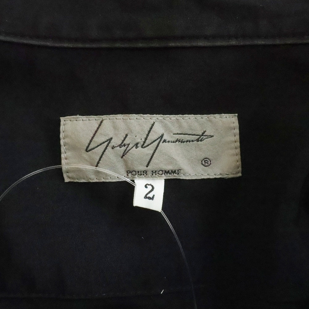 Yohji Yamamoto POUR HOMME(ヨウジヤマモト プールオム) 20SS ベルベットカラー切り替え マルチポケット 9B 長袖シャツ ブラック H-N-B45-500