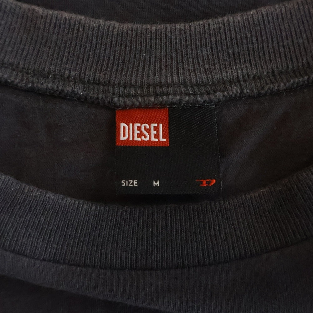 DIESEL(ディーゼル) 90-00S グラフィックプリント クルーネック コットン 半袖Tシャツ カットソー チャコールグレー レディース