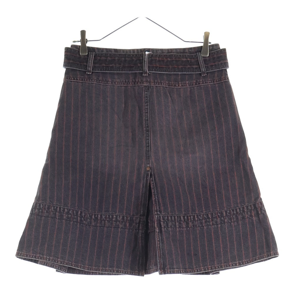 DIESEL(ディーゼル) 00S 切替デザイン ストライプ デニムスカート ブラウン/レッド レディース