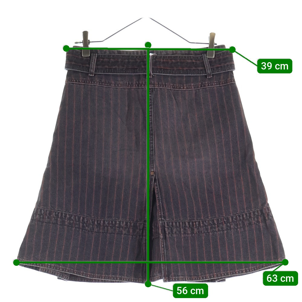 DIESEL(ディーゼル) 00S 切替デザイン ストライプ デニムスカート ブラウン/レッド レディース