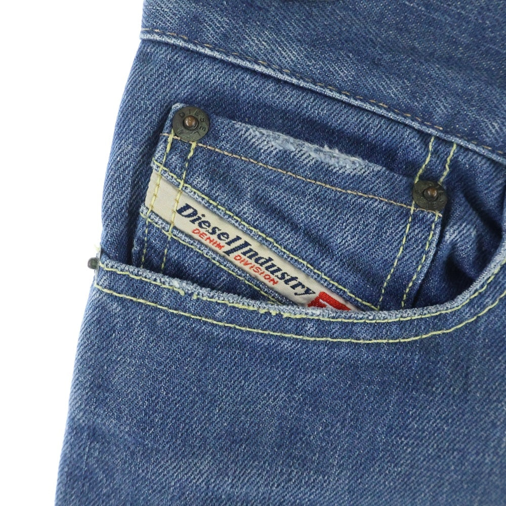 DIESEL INDUSTRY(ディーゼルインダストリー) 00S イタリア製 ダメージ加工 デニム セミフレアパンツ インディゴ レディース