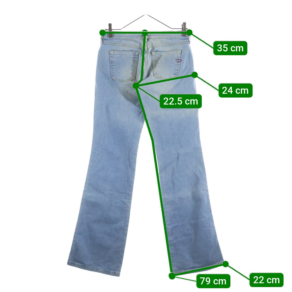 DIESEL INDUSTRY(ディーゼルインダストリー) 00S イタリア製 コットンストレッチ デニム フレアパンツ ライトインディゴ レディース