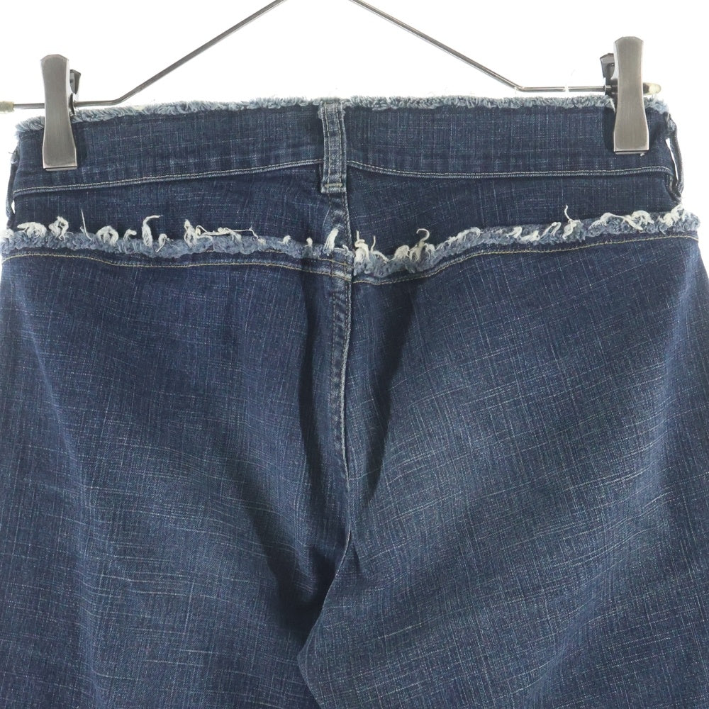 DIESEL INDUSTRY(ディーゼルインダストリー) 00S イタリア製 カットオフデザイン ボタンフライ ローライズ デニムフレアパンツ インディゴ レディース