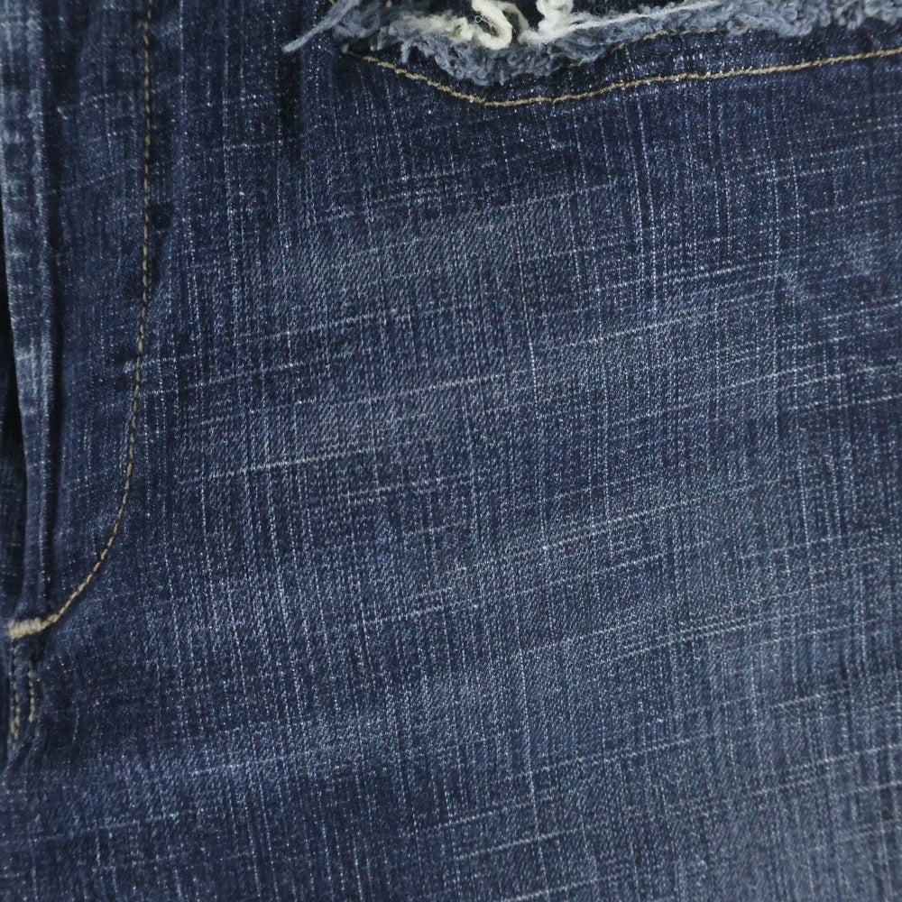 DIESEL INDUSTRY(ディーゼルインダストリー) 00S イタリア製 カットオフデザイン ボタンフライ ローライズ デニムフレアパンツ インディゴ レディース