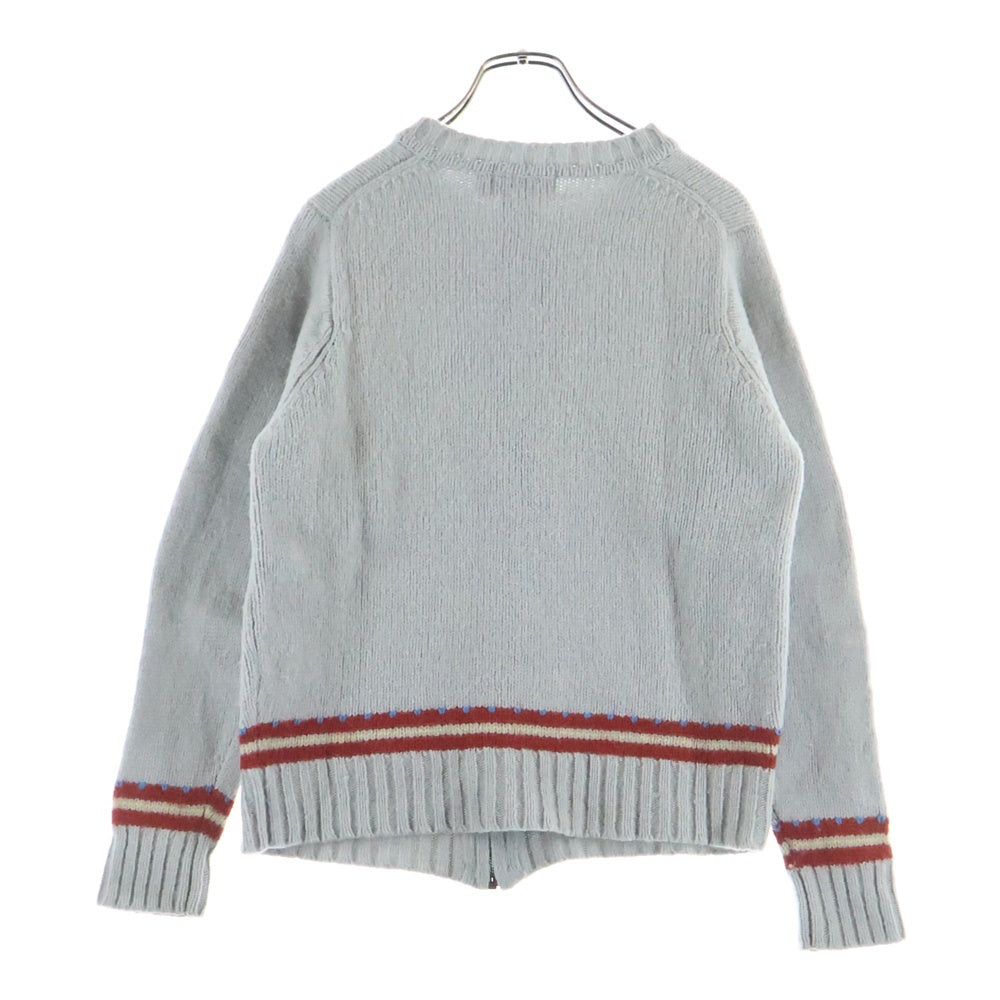 DIESEL(ディーゼル) 00S 裾ラインデザイン ロゴパッチ ジップアップ ニットカーディガン グレー