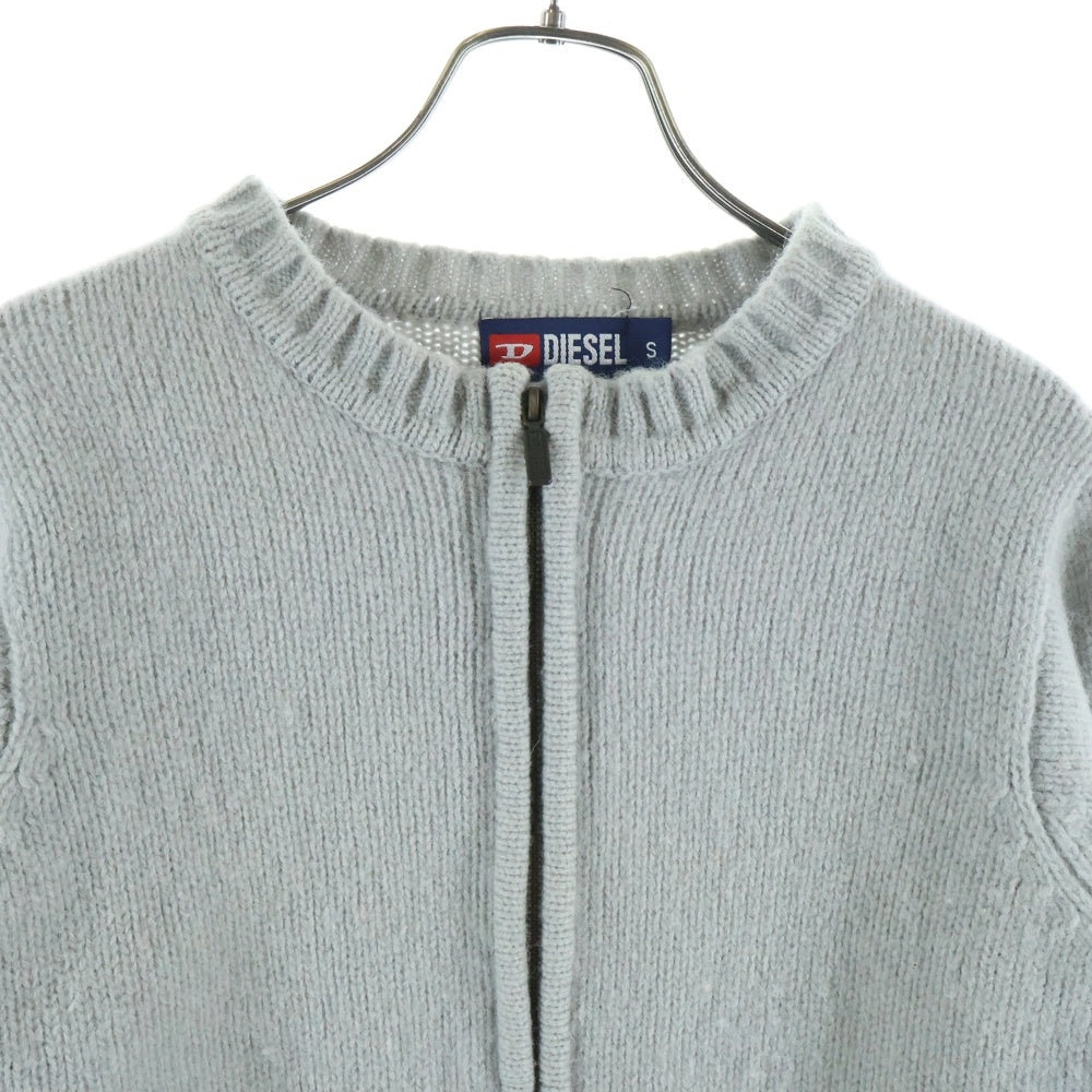 DIESEL(ディーゼル) 00S 裾ラインデザイン ロゴパッチ ジップアップ ニットカーディガン グレー