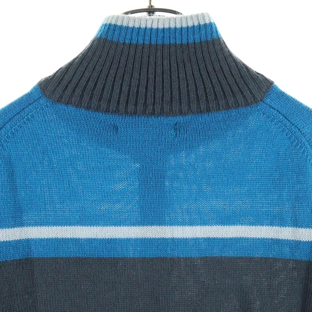 DIESEL(ディーゼル) 90-00S イタリア製 フロント刺繍 スタンドカラー ドライバーズニット グレー/ブルー