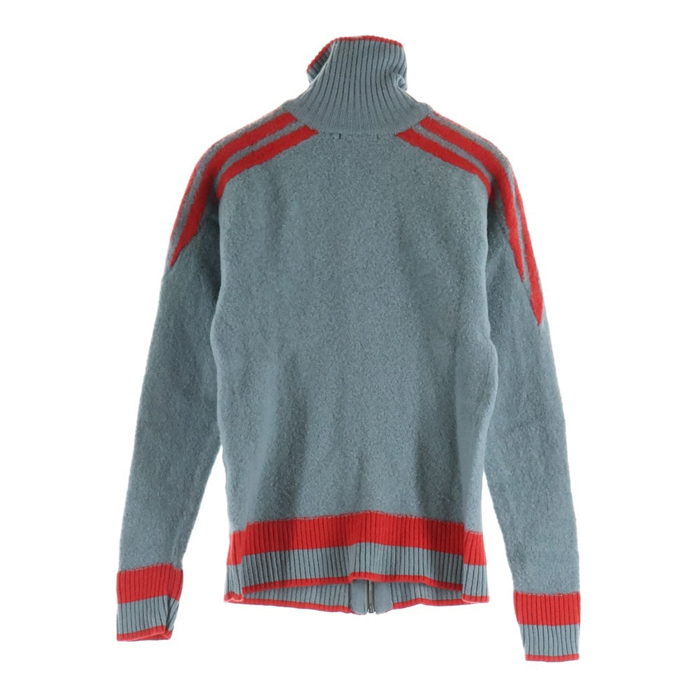 DIESEL(ディーゼル) 90-00S ショルダーライン エンブレムプリント スタンドカラー ドライバーズニット グレー/レッド レディース