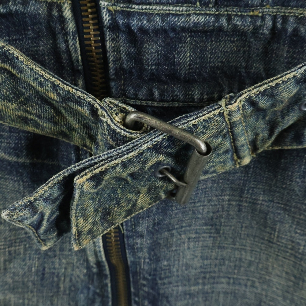 DIESEL(ディーゼル) 00S NOBLOUSE-LES コーデュロイ切替 ライダースデザイン デニムミニワンピース インディゴ/オリーブ レディース